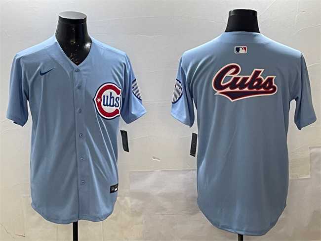 Men%27s Chicago Cubs Team Big Logo Blue 2024-25 2nd Alternate Limited Stitched Jersey